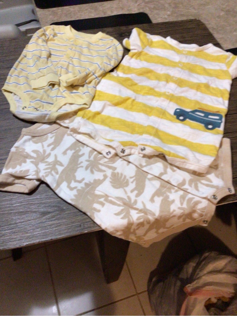 Unbranded Kids Yellow & Cream One-Piece Bodysuits - 3 Pack